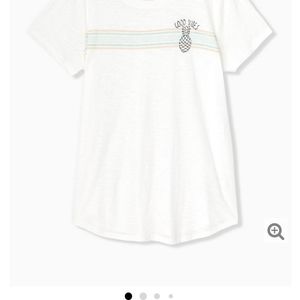 Torrid 00 GOOD VIBES PINEAPPLE WHITE CREW TEE